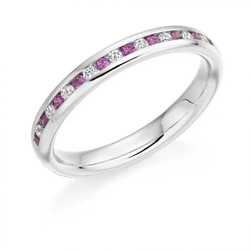 0.13ct Pink Sapphire Eternity Band White Gold 